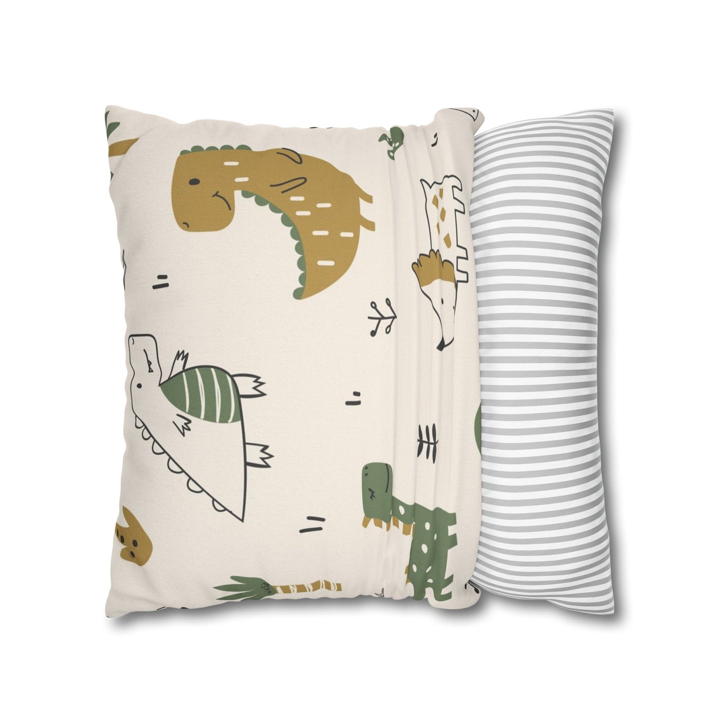 Cute Dino Spun Polyester Square Cushion Cover Pillow Case - THE LITTLE BIG TREE