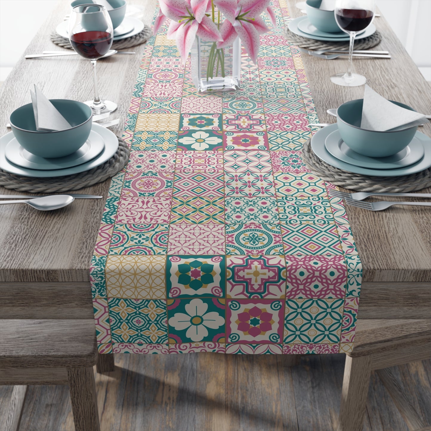 Singapore Heritage Peranakan "Sayang" Table Runner (Cotton Twill/ Polyester) - THE LITTLE BIG TREE