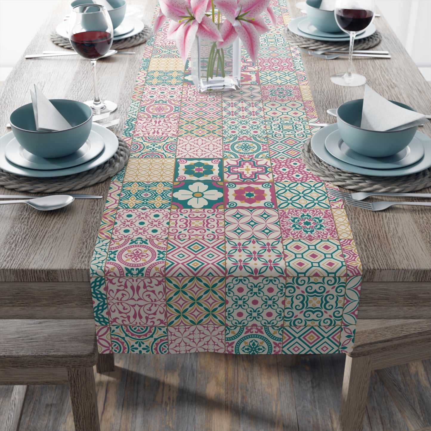 Singapore Heritage Peranakan "Sayang" Table Runner (Cotton Twill/ Polyester) - THE LITTLE BIG TREE
