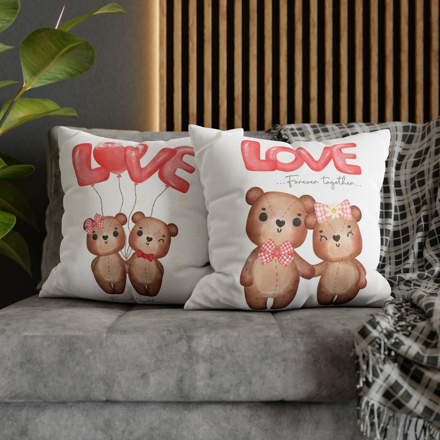 Cute Bear Couple In Love Cushion Cover Pillow Case | Unique Gifts For Wedding Bridal Valentines