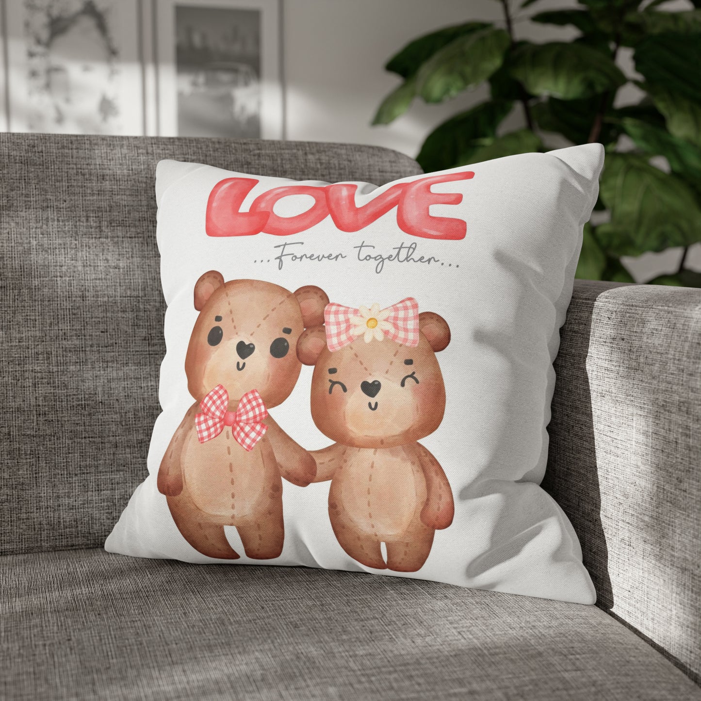 Cute Bear Couple In Love Cushion Cover Pillow Case | Unique Gifts For Wedding Bridal Valentines