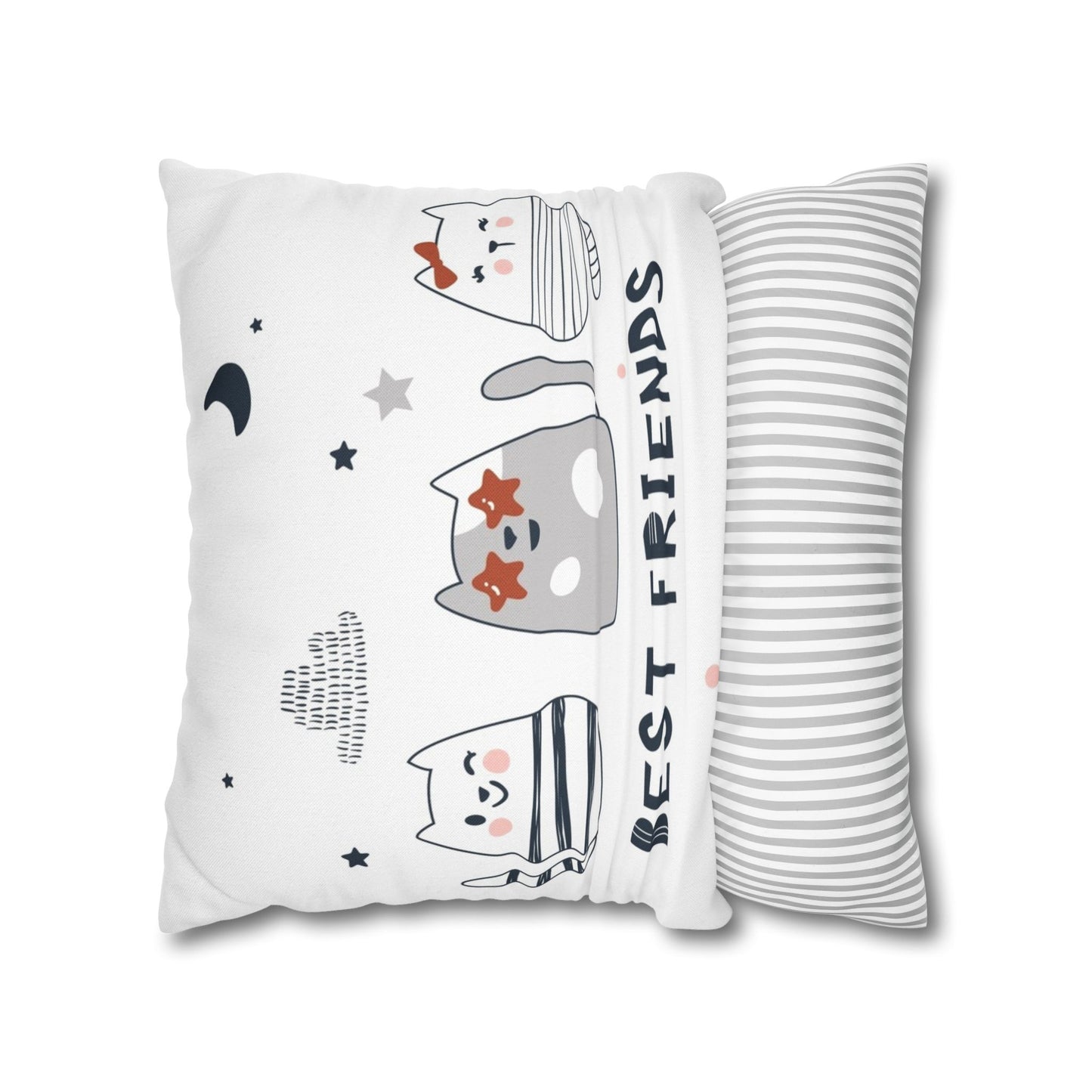 Best Friends Cute Kittens Spun Polyester Square Cushion Cover Pillow Case - THE LITTLE BIG TREE