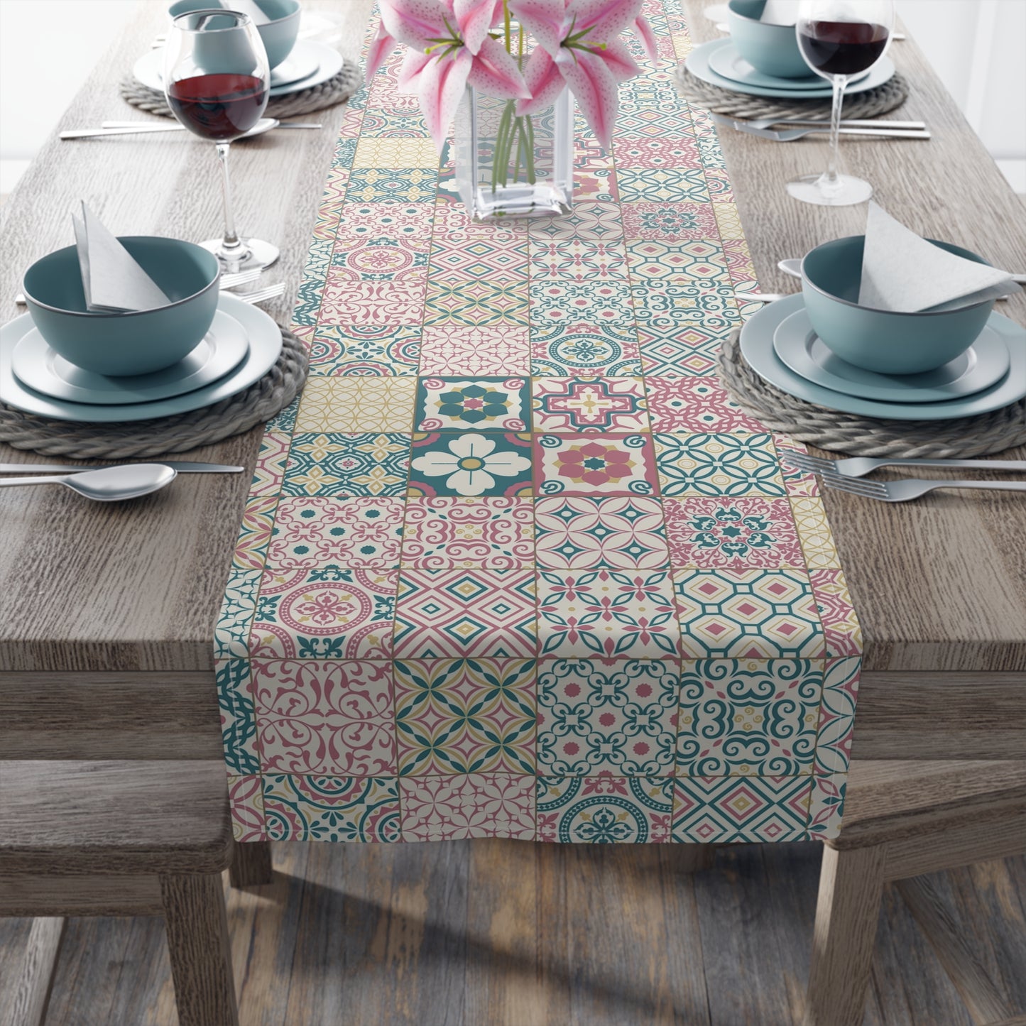 Singapore Heritage Peranakan "Sayang" Table Runner (Cotton Twill/ Polyester) - THE LITTLE BIG TREE
