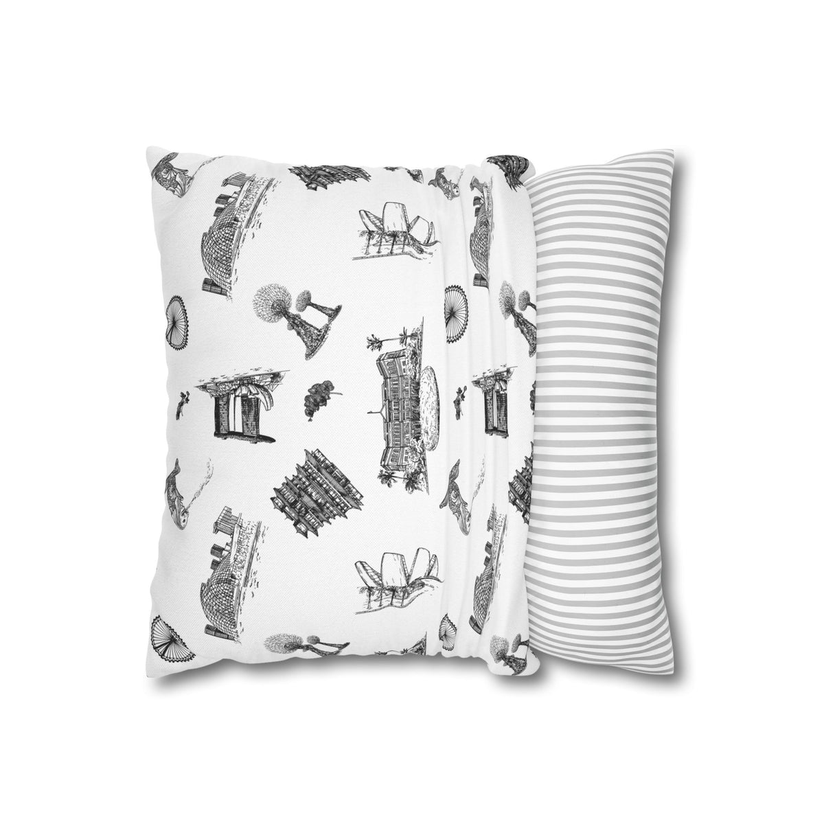 Singapore Heritage Landmarks Spun Polyester Square Cushion Cover Pillow Case