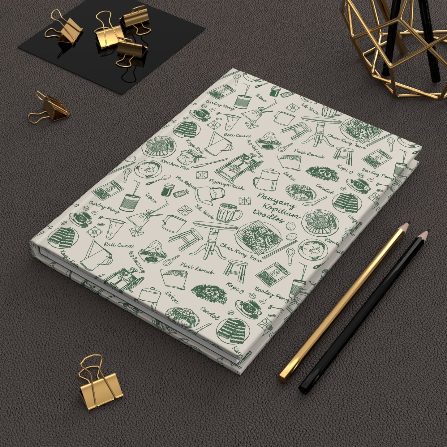 Singapore Heritage Nanyang Coffeeshop Doodles Matte Hardcover Notebook Journal