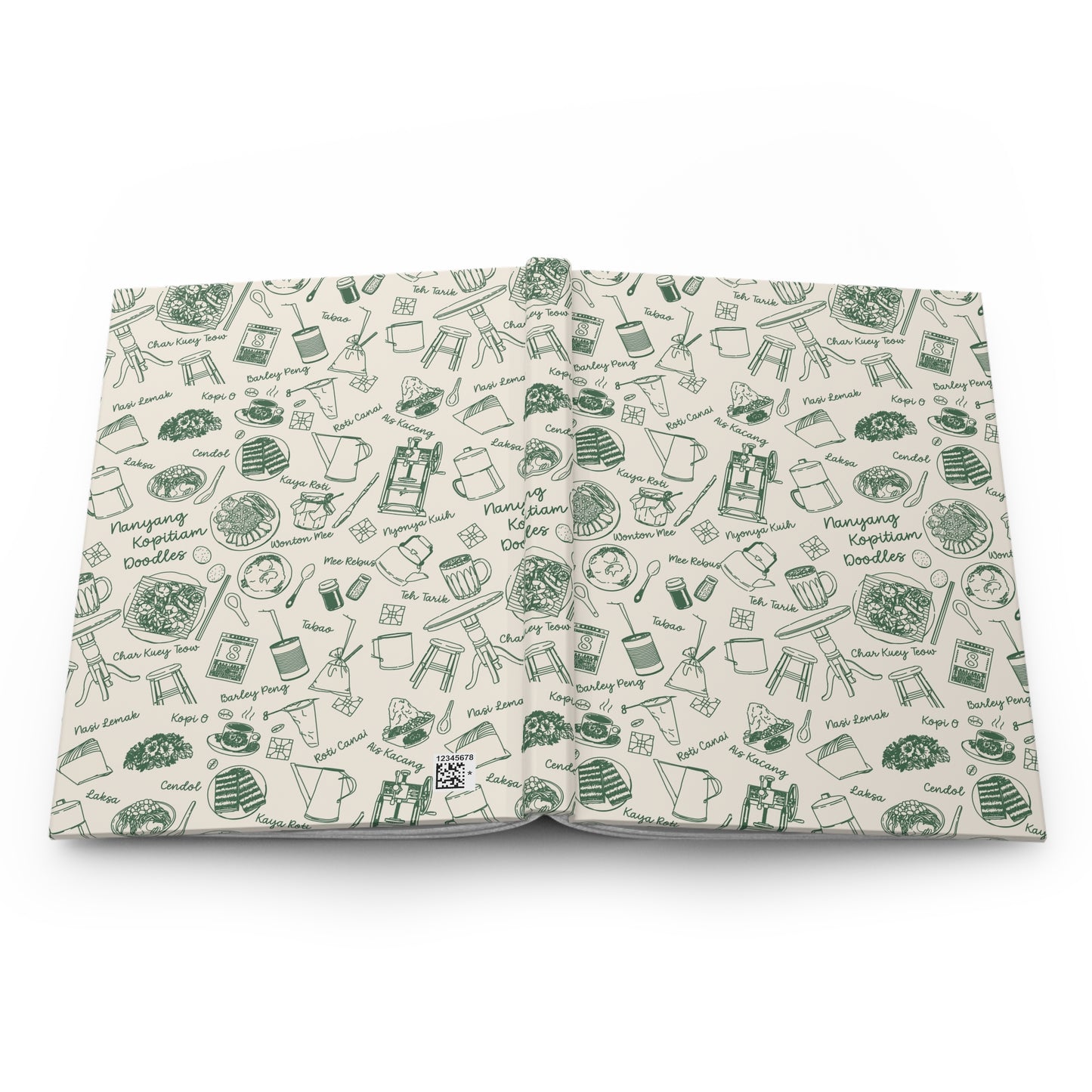 Singapore Heritage Nanyang Coffeeshop Doodles Matte Hardcover Notebook Journal
