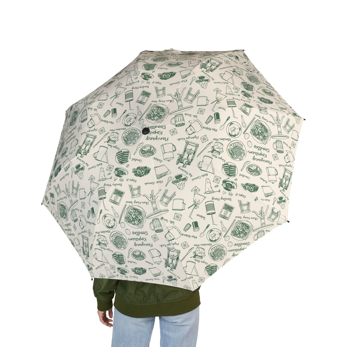 Singapore Heritage Nanyang Coffeeshop Doodles Semi-Foldable Umbrella