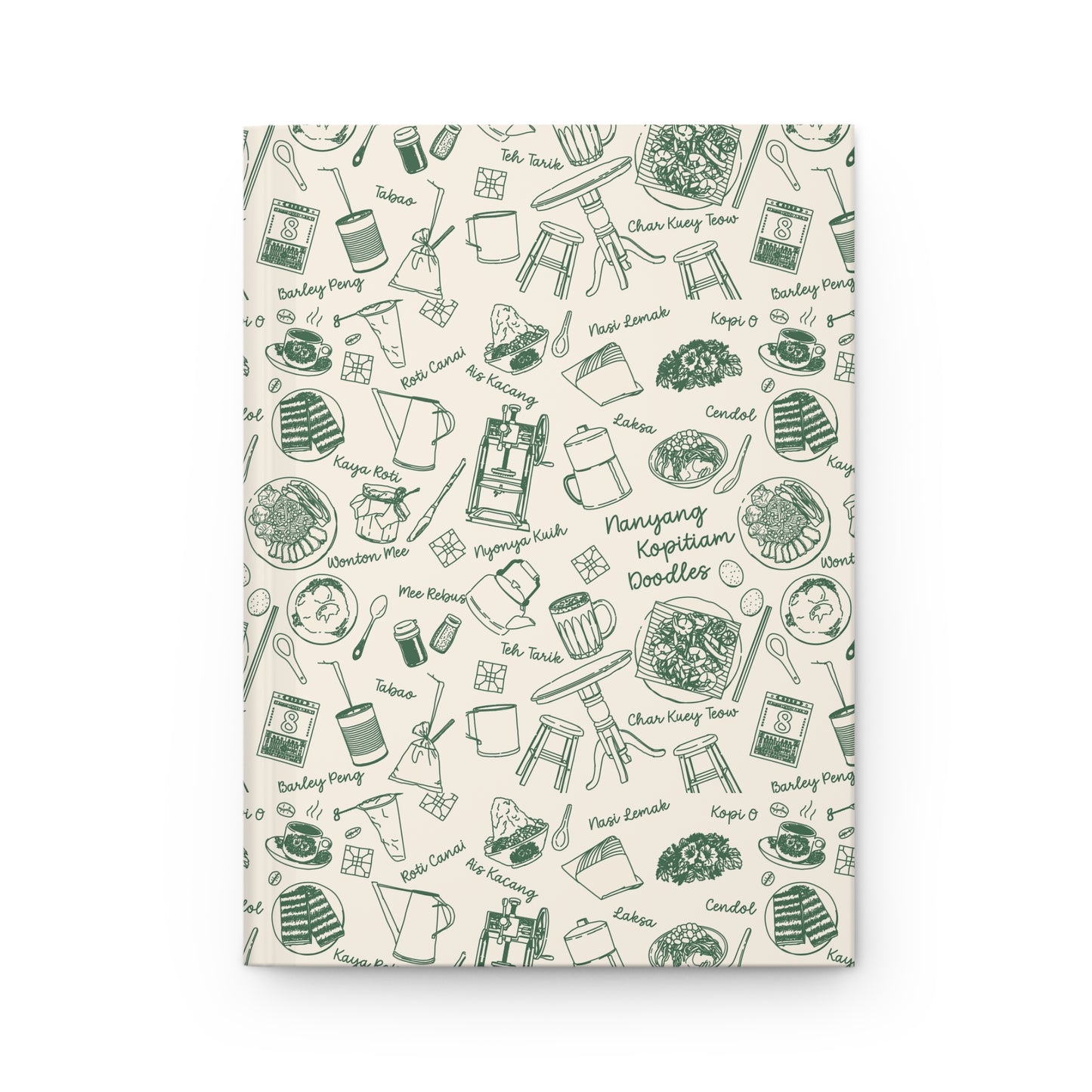 Singapore Heritage Nanyang Coffeeshop Doodles Matte Hardcover Notebook Journal