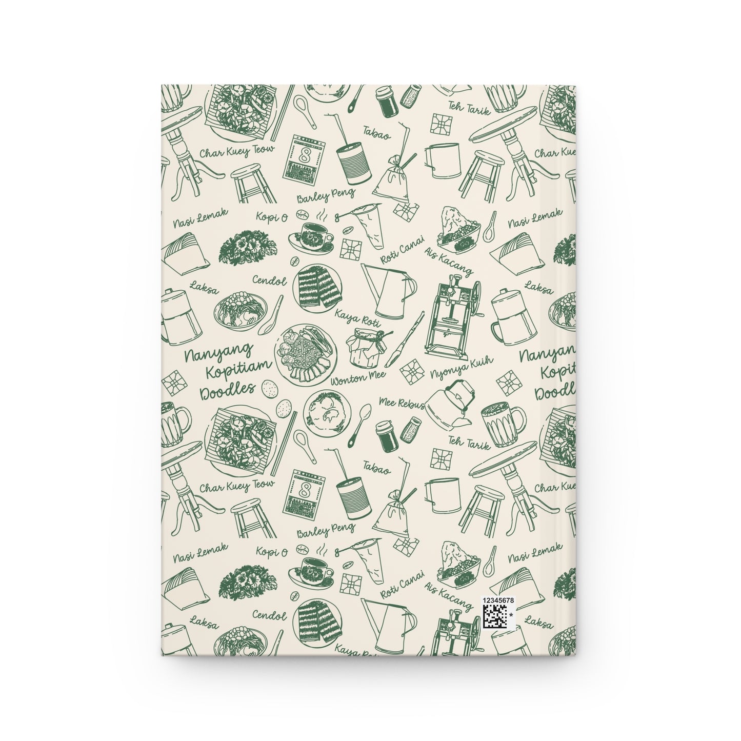 Singapore Heritage Nanyang Coffeeshop Doodles Matte Hardcover Notebook Journal