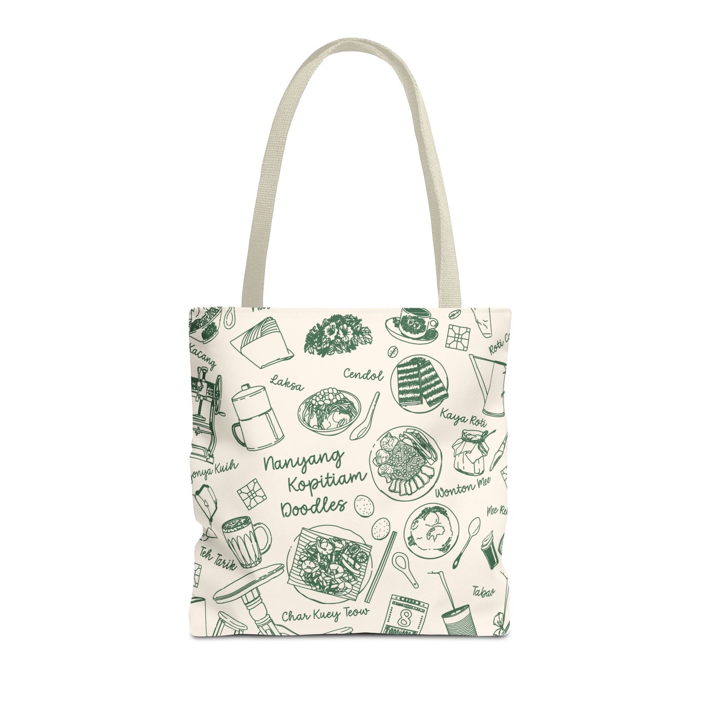 Singapore Heritage Nanyang Coffeeshop Doodles Tote Bag
