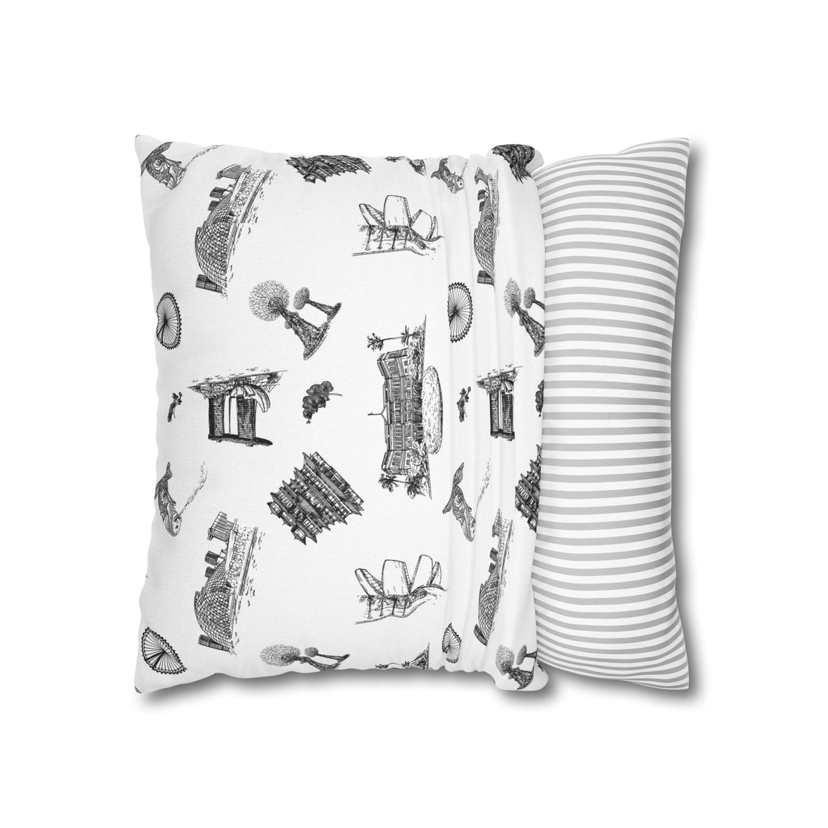 Singapore Heritage Landmarks Spun Polyester Square Cushion Cover Pillow Case