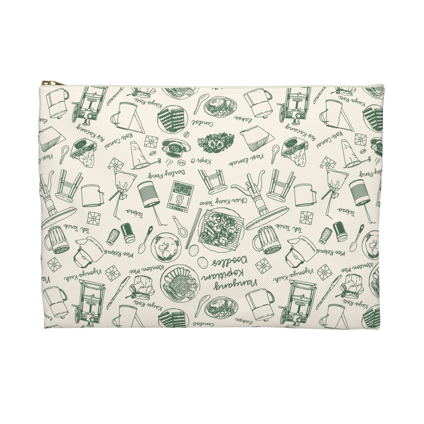 Singapore Heritage Nanyang Coffeeshop Doodles Accessory Pouch