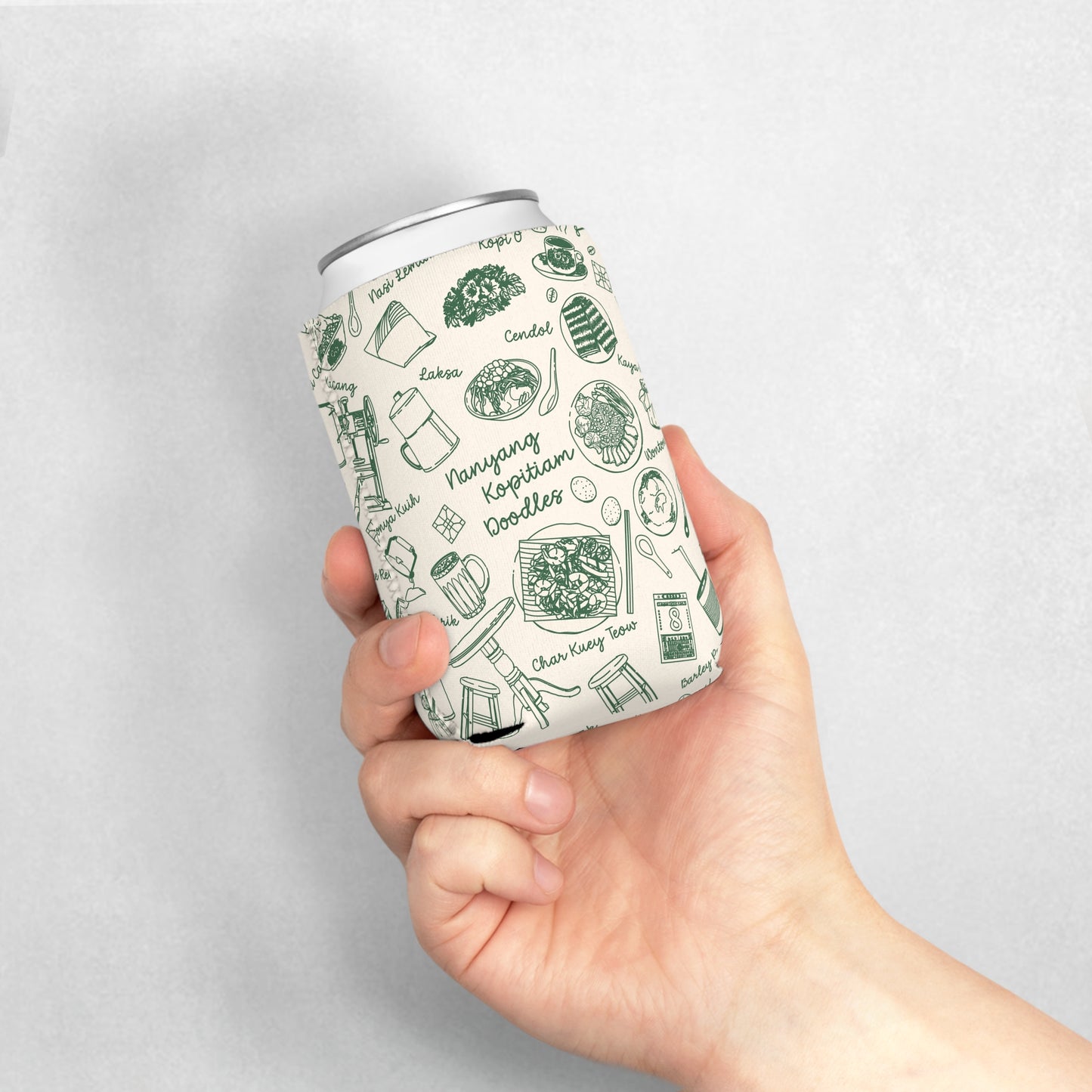 Singapore Heritage Nanyang Coffeeshop Doodles Can Cooler Sleeve
