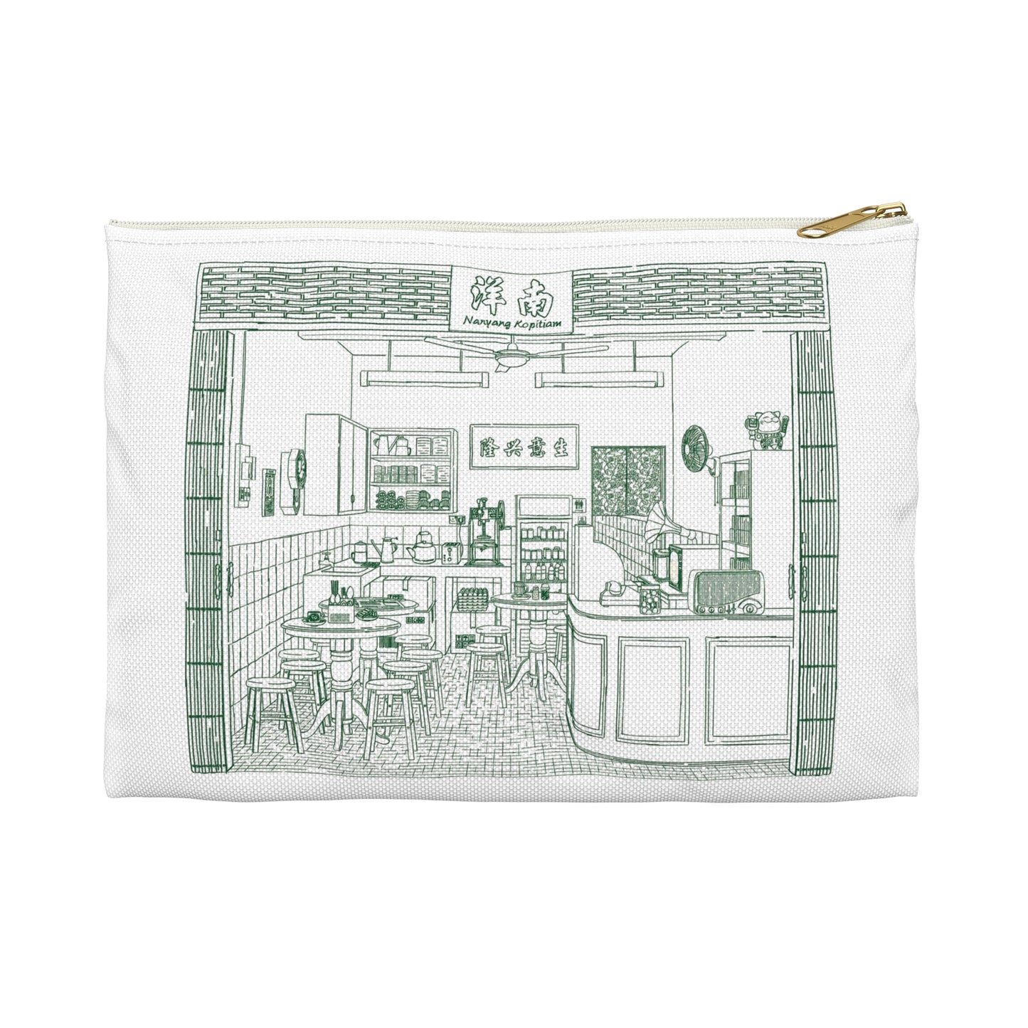 Singapore Heritage Nanyang Kopitiam Coffeeshop Interior Accessory Pouch
