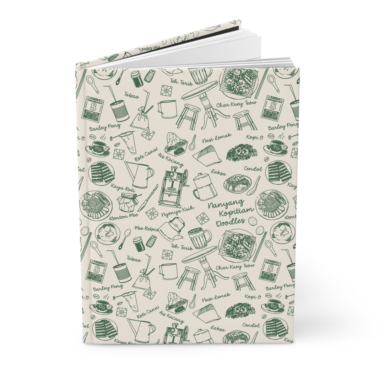 Singapore Heritage Nanyang Coffeeshop Doodles Matte Hardcover Notebook Journal