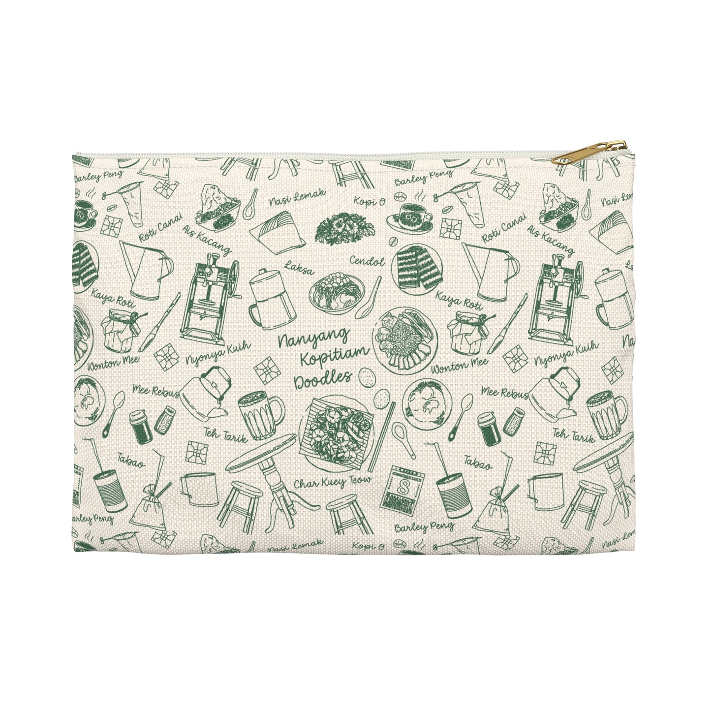 Singapore Heritage Nanyang Coffeeshop Doodles Accessory Pouch