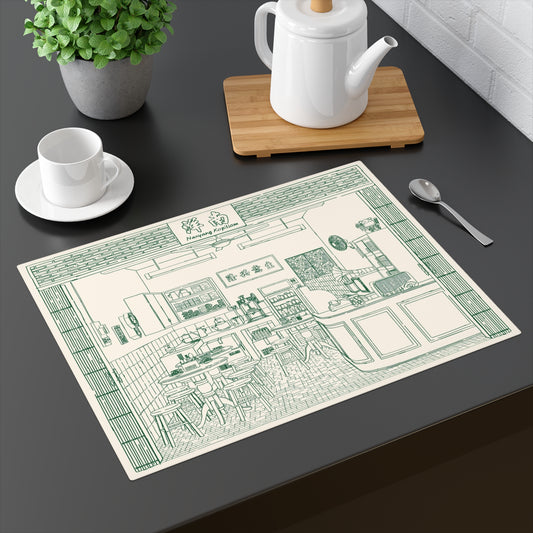 Heritage Nanyang Kopitiam Coffeeshop Interior Placemat - THE LITTLE BIG TREE
