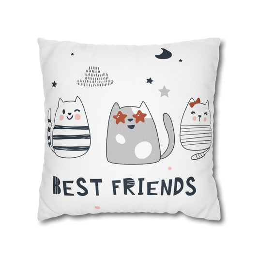 Best Friends Cute Kittens Spun Polyester Square Cushion Cover Pillow Case - THE LITTLE BIG TREE