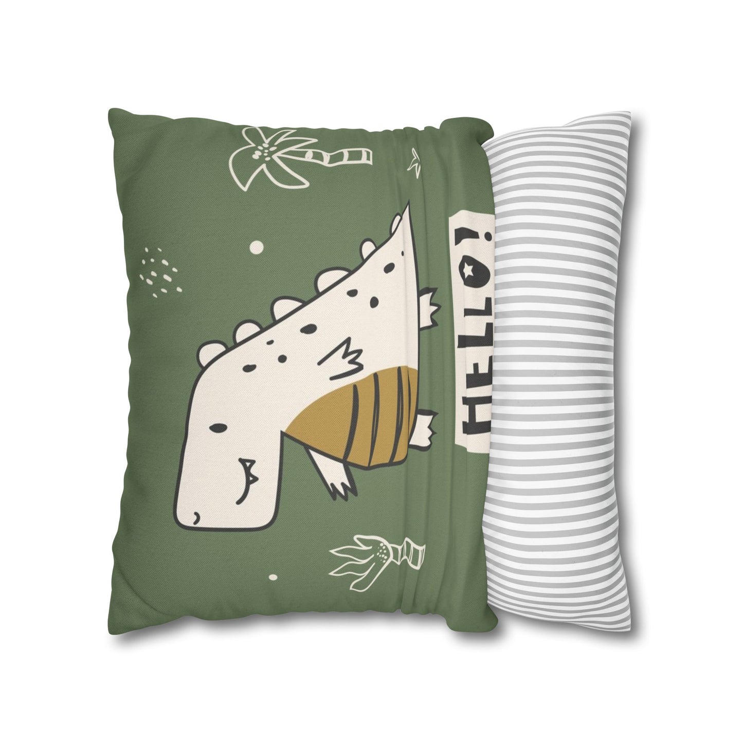 Cute Dino Spun Polyester Square Cushion Cover Pillow Case - THE LITTLE BIG TREE