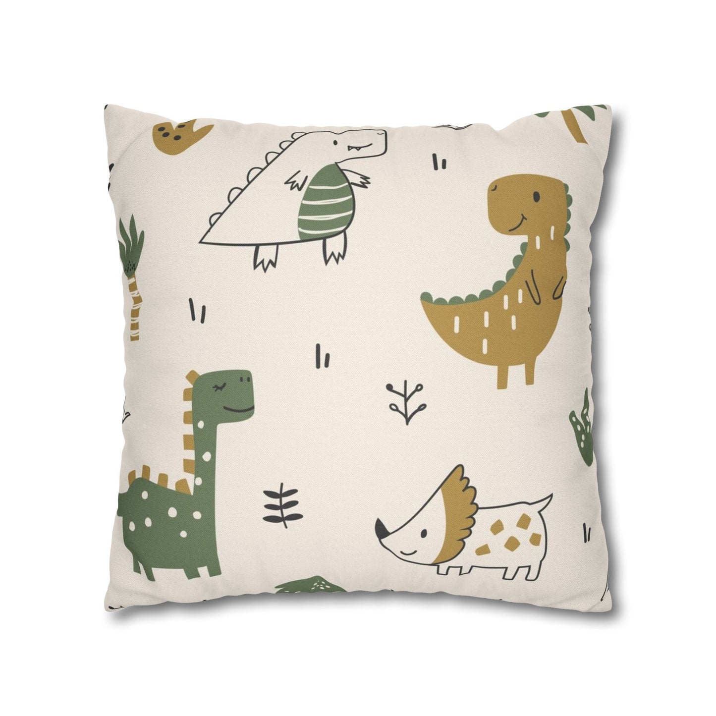 Cute Dino Spun Polyester Square Cushion Cover Pillow Case - THE LITTLE BIG TREE