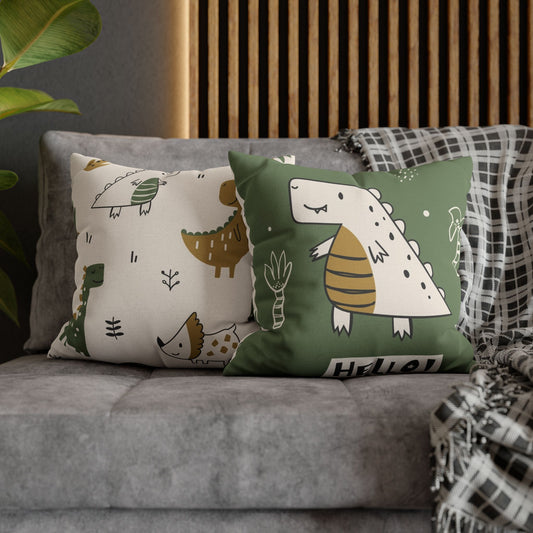 Cute Dino Spun Polyester Square Cushion Cover Pillow Case - THE LITTLE BIG TREE