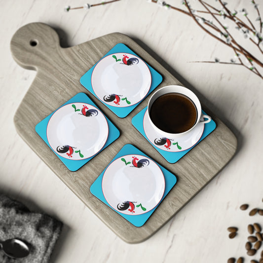 Rooster Ceramic Plate Coasters Set (4pcs) - THE LITTLE BIG TREE