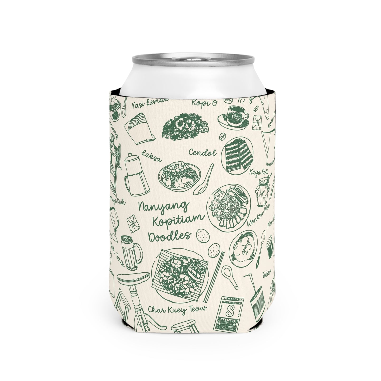 Singapore Heritage Nanyang Coffeeshop Doodles Can Cooler Sleeve
