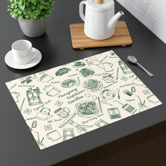 Singapore Heritage Nanyang Coffeeshop Doodles Placemat - THE LITTLE BIG TREE