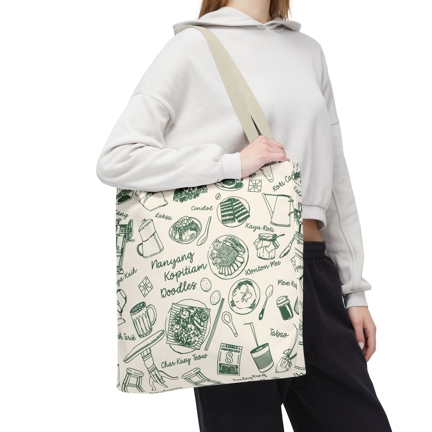 Singapore Heritage Nanyang Coffeeshop Doodles Tote Bag
