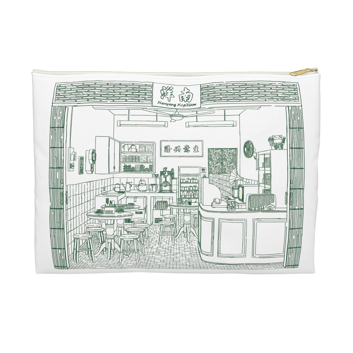 Singapore Heritage Nanyang Kopitiam Coffeeshop Interior Accessory Pouch