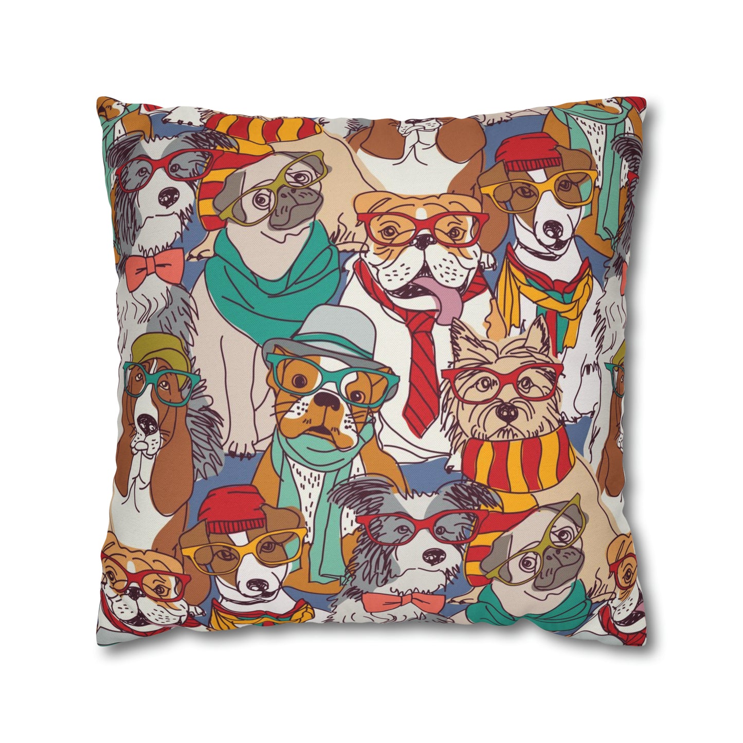 Hipster Dogs Fashion Square Cushion Cover Pillow Case | Unique Gifts For Pet Lovers