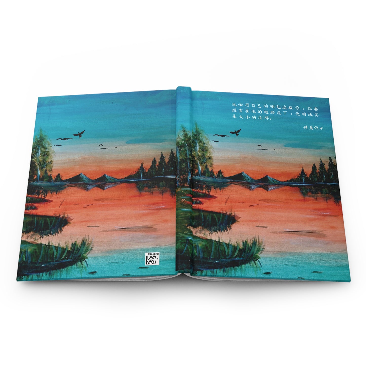 Art of Love Collection - Mongolia, Land of Dreams & Adventure “Waters of Mongolia” Matte Hardcover Notebook Journal (Psalm 91:4 Simplified Chinese Bible Verse) 精装笔记日记本诗篇91:4