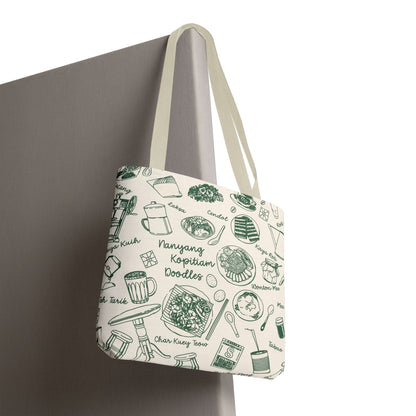 Singapore Heritage Nanyang Coffeeshop Doodles Tote Bag