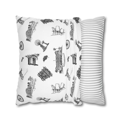 Singapore Heritage Landmarks Spun Polyester Square Cushion Cover Pillow Case