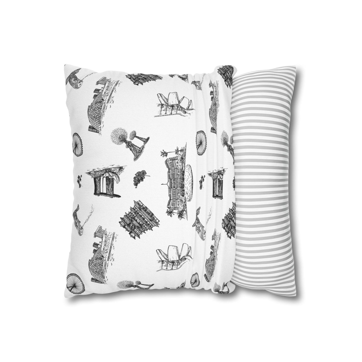 Singapore Heritage Landmarks Spun Polyester Square Cushion Cover Pillow Case