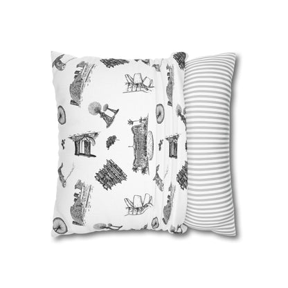 Singapore Heritage Landmarks Spun Polyester Square Cushion Cover Pillow Case