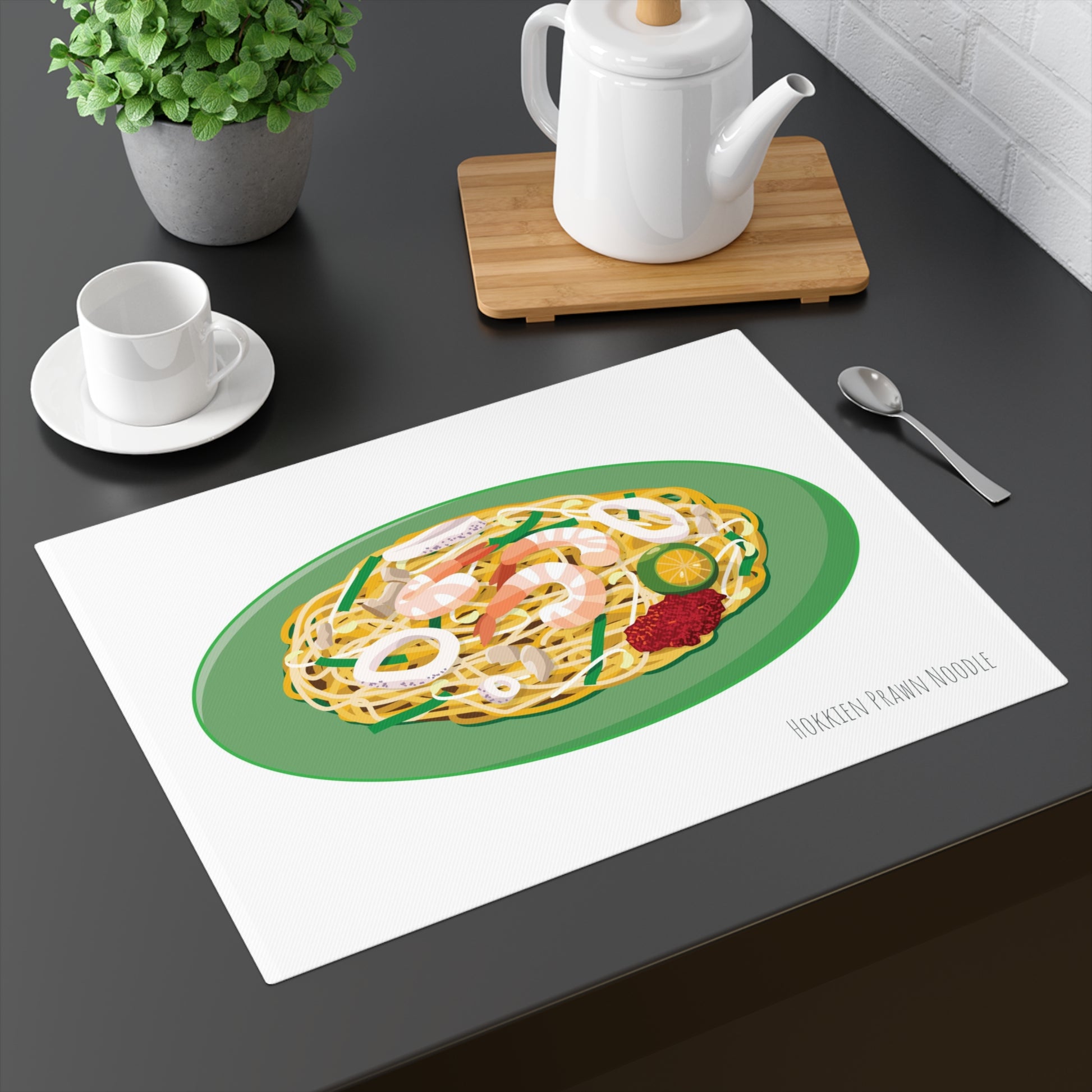 Singapore Cuisine Hokkien Prawn Noodle - Placemat | Singapore Edition Souvenir & Novelty Gift