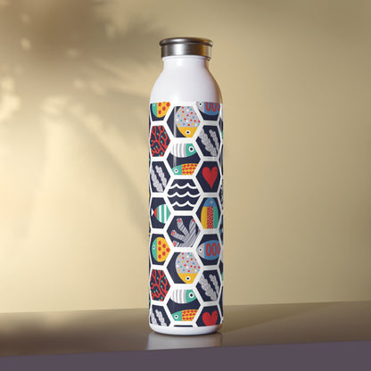 Colourful Fish World Slim Water Bottle, 20oz | Unique Gifts For Any Occasion