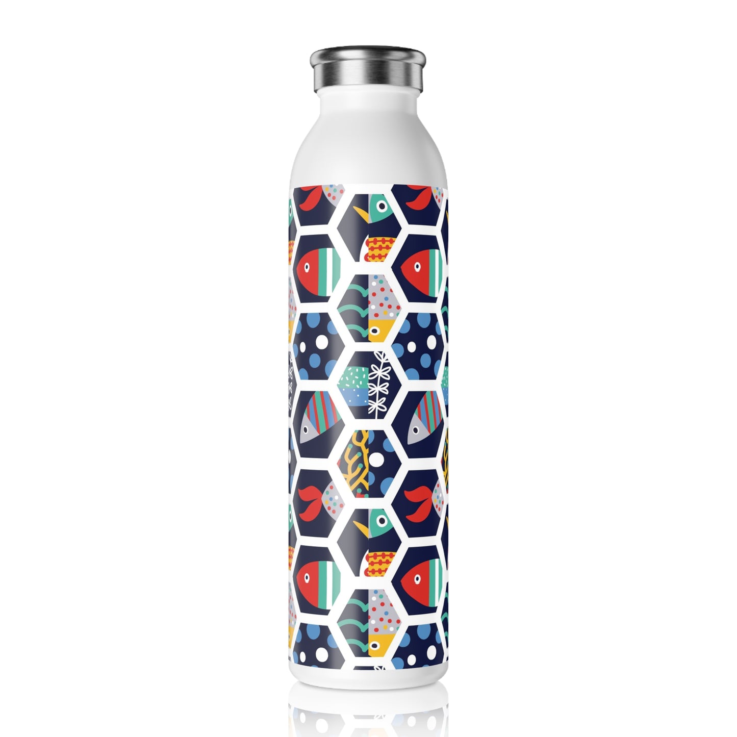 Colourful Fish World Slim Water Bottle, 20oz | Unique Gifts For Any Occasion