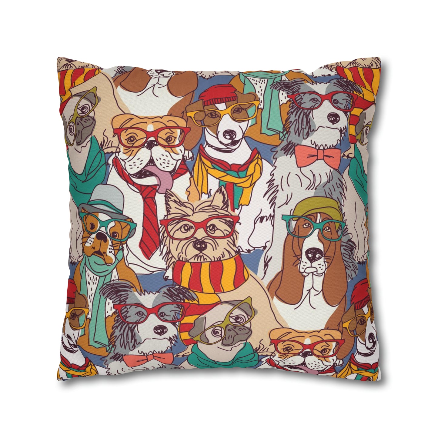 Hipster Dogs Fashion Square Cushion Cover Pillow Case | Unique Gifts For Pet Lovers