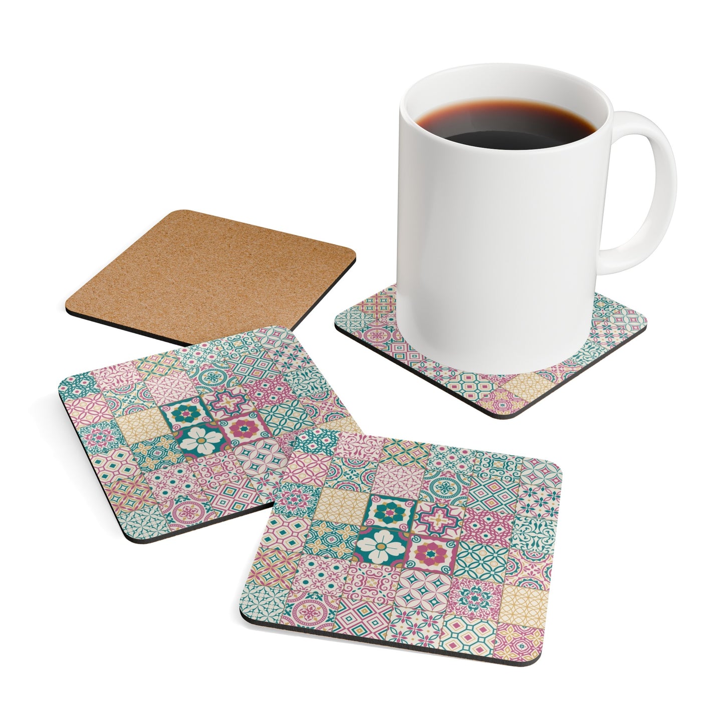 Singapore Heritage Peranakan "Sayang" Corkwood Coaster Set | Unique Singapore Souvenir & Novelty Gift