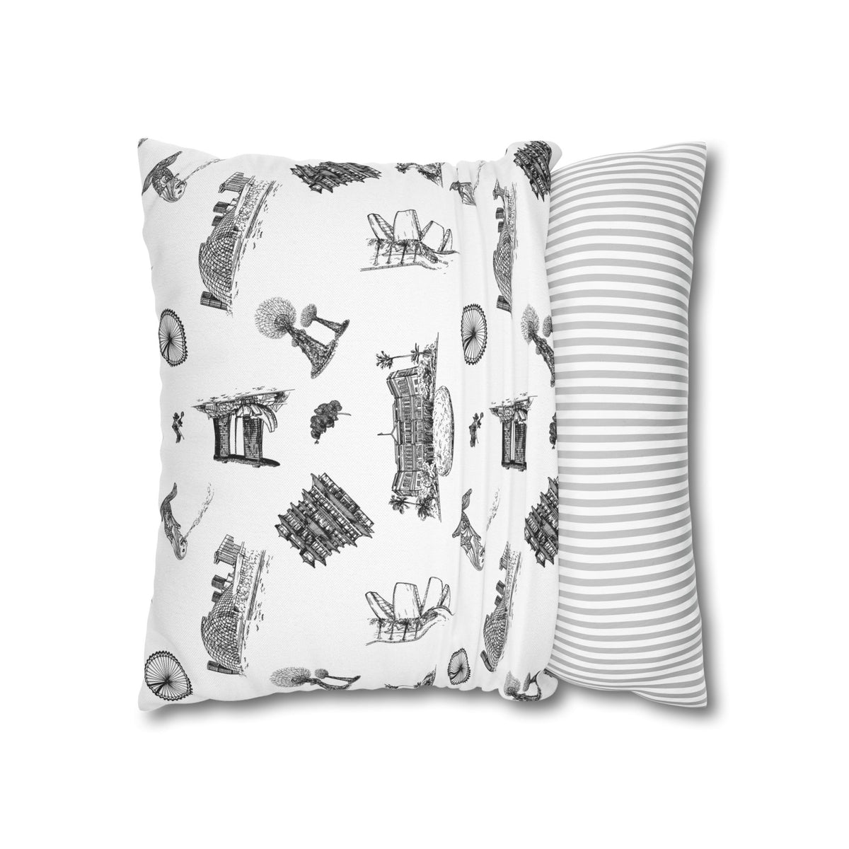 Singapore Heritage Landmarks Spun Polyester Square Cushion Cover Pillow Case