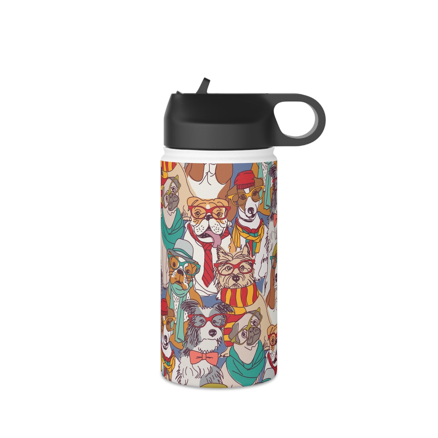 Hipster Dogs Fashion 12oz Stainless Steel Water Bottle | Unique Gifts For Pet Lovers