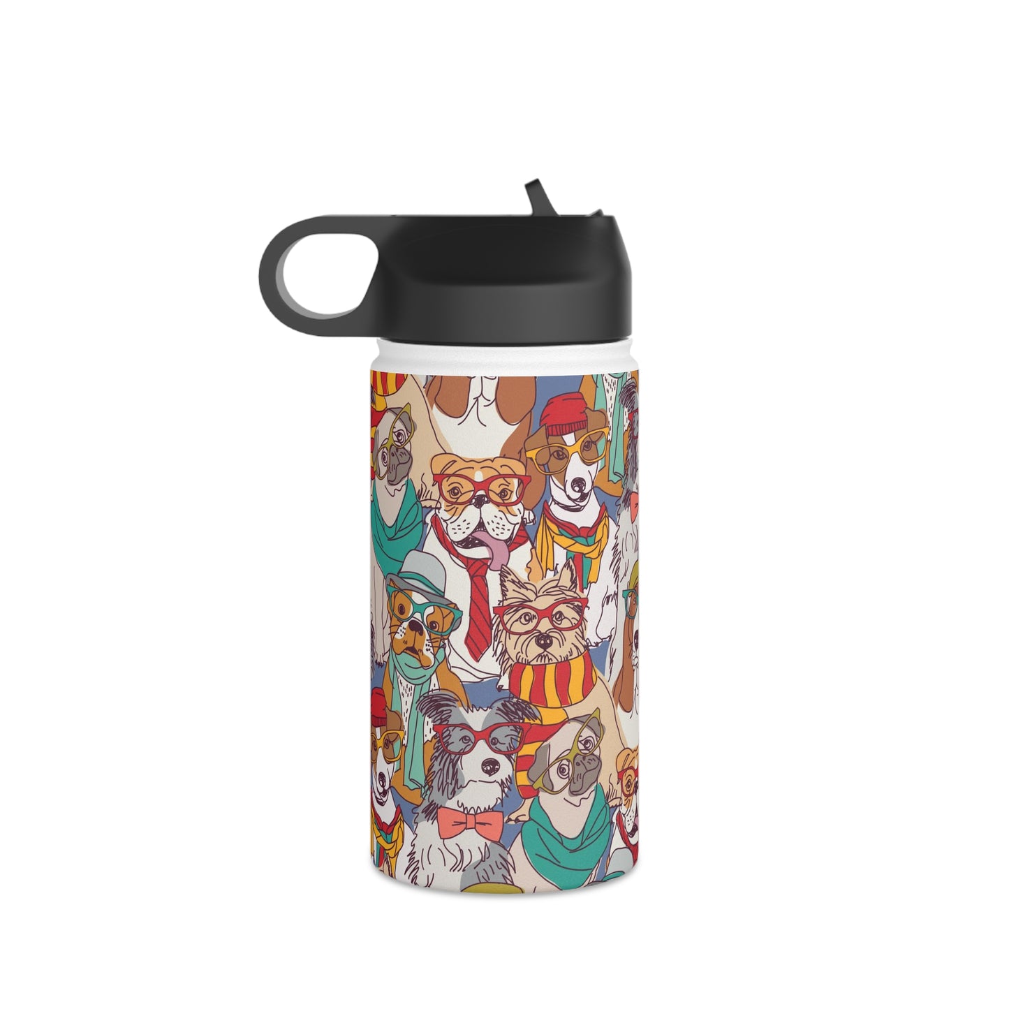 Hipster Dogs Fashion 12oz Stainless Steel Water Bottle | Unique Gifts For Pet Lovers