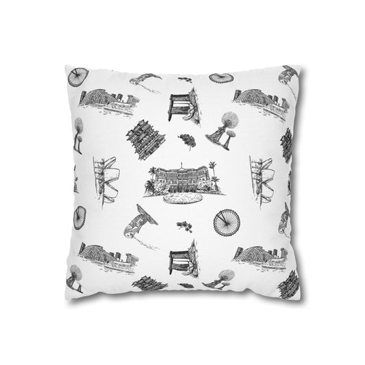 Singapore Heritage Landmarks Spun Polyester Square Cushion Cover Pillow Case