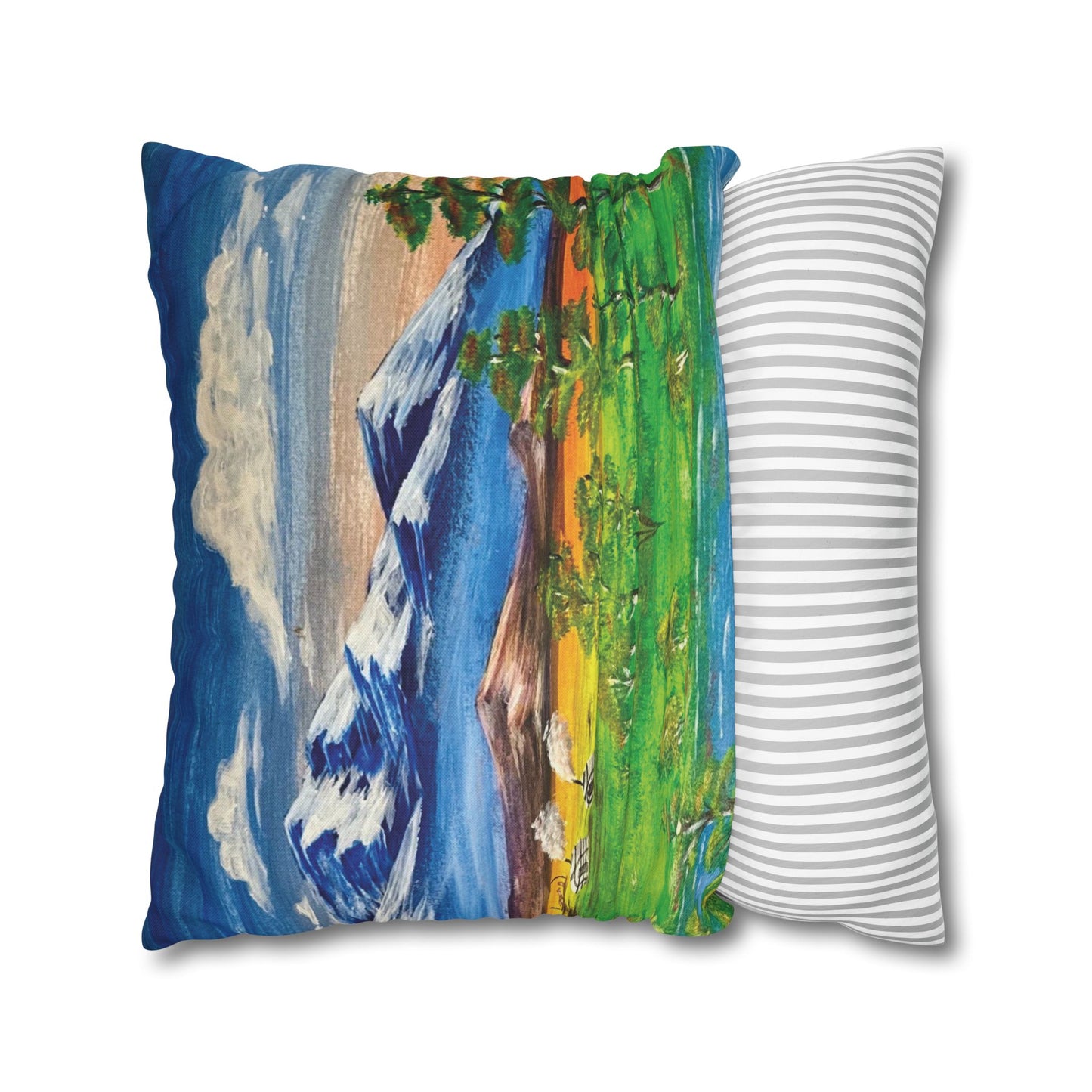 Art of Love Collection - Mongolia, Land of Dreams & Adventure  "Beauty of Mongolia" Spun Polyester Square Cushion Cover Pillow Case