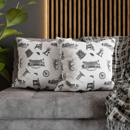 Singapore Heritage Landmarks Spun Polyester Square Cushion Cover Pillow Case