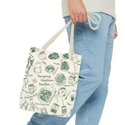 Singapore Heritage Nanyang Coffeeshop Doodles Tote Bag