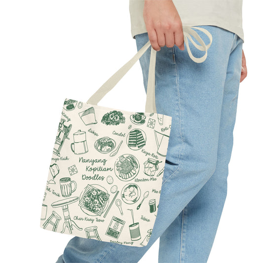 Singapore Heritage Nanyang Coffeeshop Doodles Tote Bag