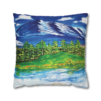 Art of Love Collection - Mongolia, Land of Dreams & Adventure  "Serenity of Mongolia" Spun Polyester Square Cushion Cover Pillow Case